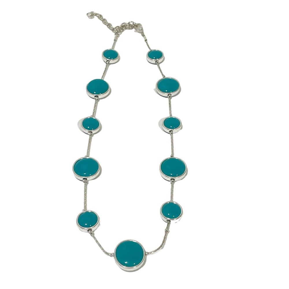 Silvertone Turquoise Circle Necklace Jewelry‎